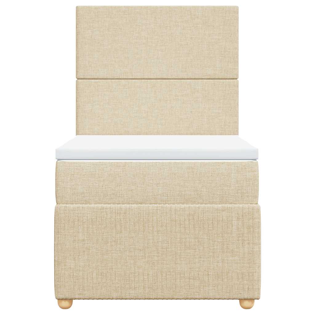 vidaXL Κρεβάτι Boxspring με Στρώμα Κρεμ 90x190 εκ.Υφασμάτινο