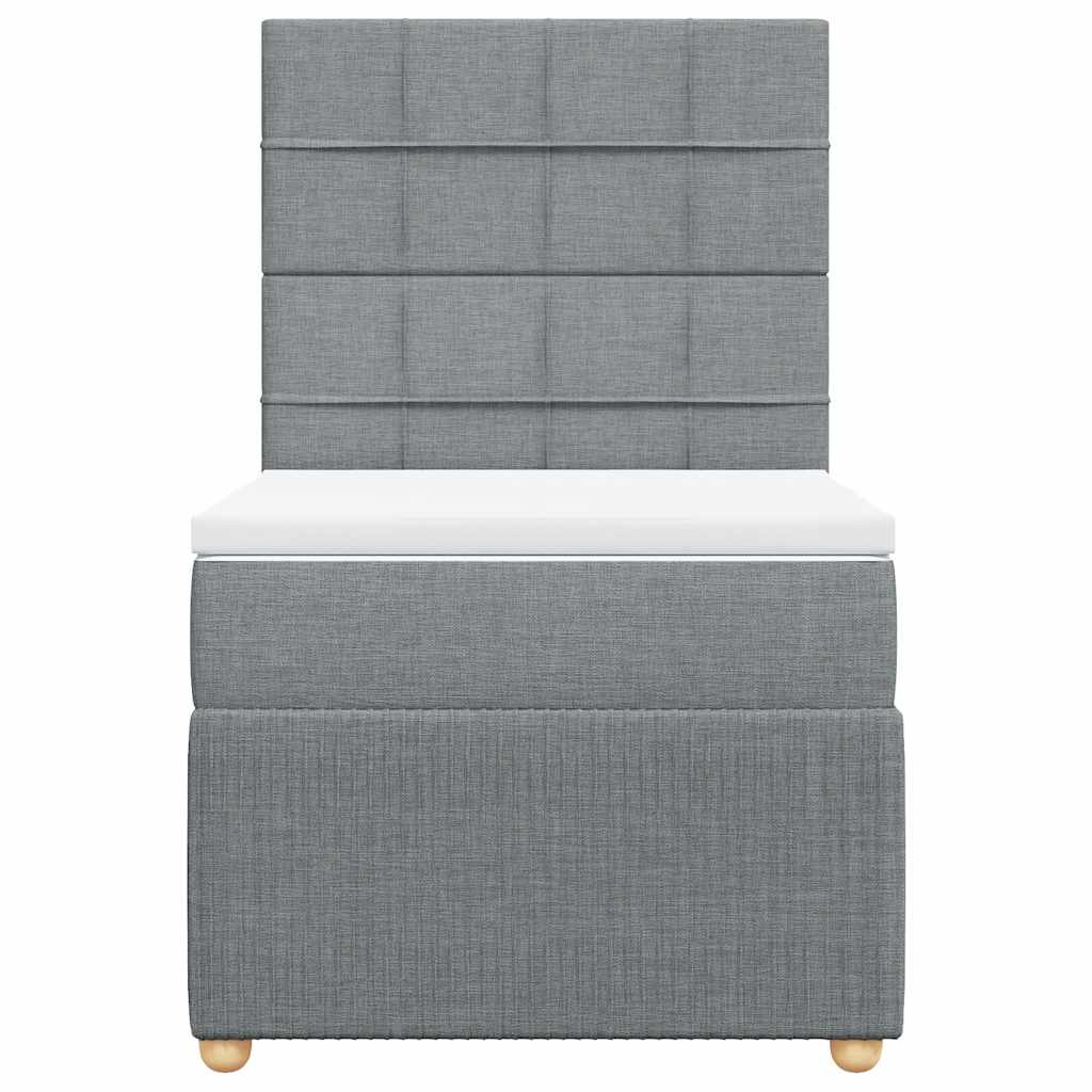 vidaXL Κρεβάτι Boxspring με Στρώμα Ανοιχτό Γκρι 90x190 εκ. Υφασμάτινο