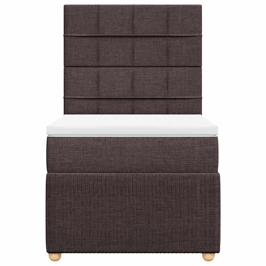 vidaXL Κρεβάτι Boxspring με Στρώμα Σκούρο Καφέ 90x190 εκ. Υφασμάτινο