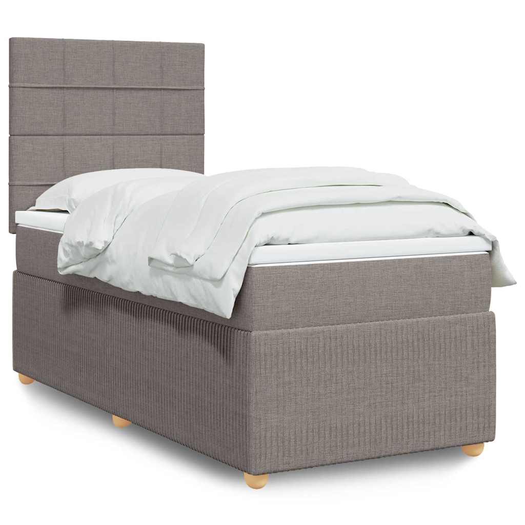 vidaXL Κρεβάτι Boxspring με Στρώμα Taupe 90x190 εκ.Υφασμάτινο