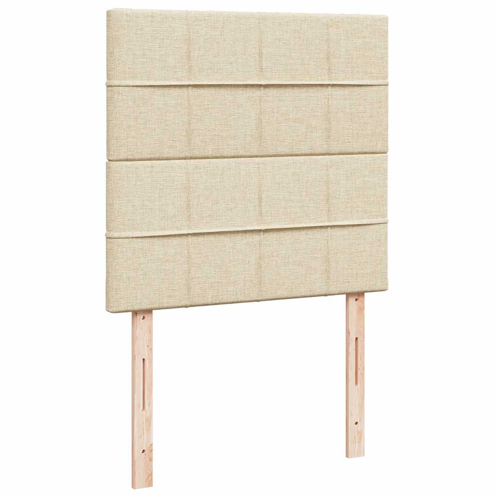 vidaXL Κρεβάτι Boxspring με Στρώμα Κρεμ 90x190 εκ.Υφασμάτινο