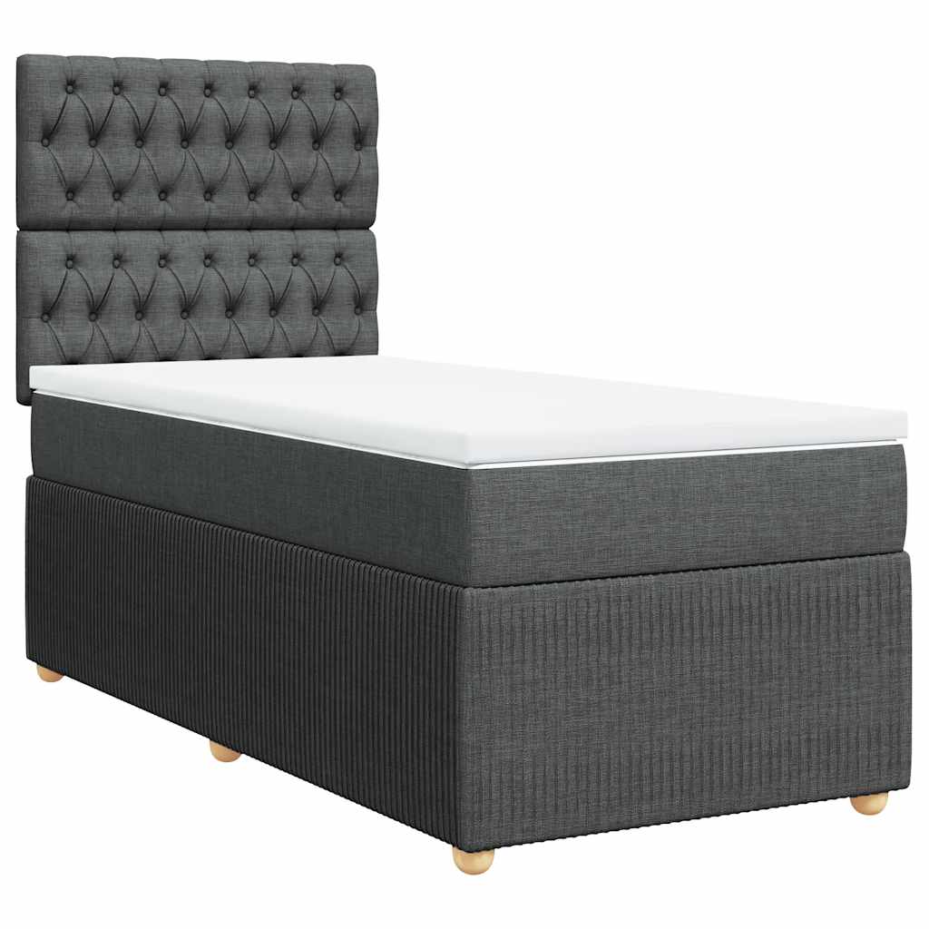 vidaXL Κρεβάτι Boxspring με Στρώμα Σκούρο Γκρι 90x190 εκ. Υφασμάτινο