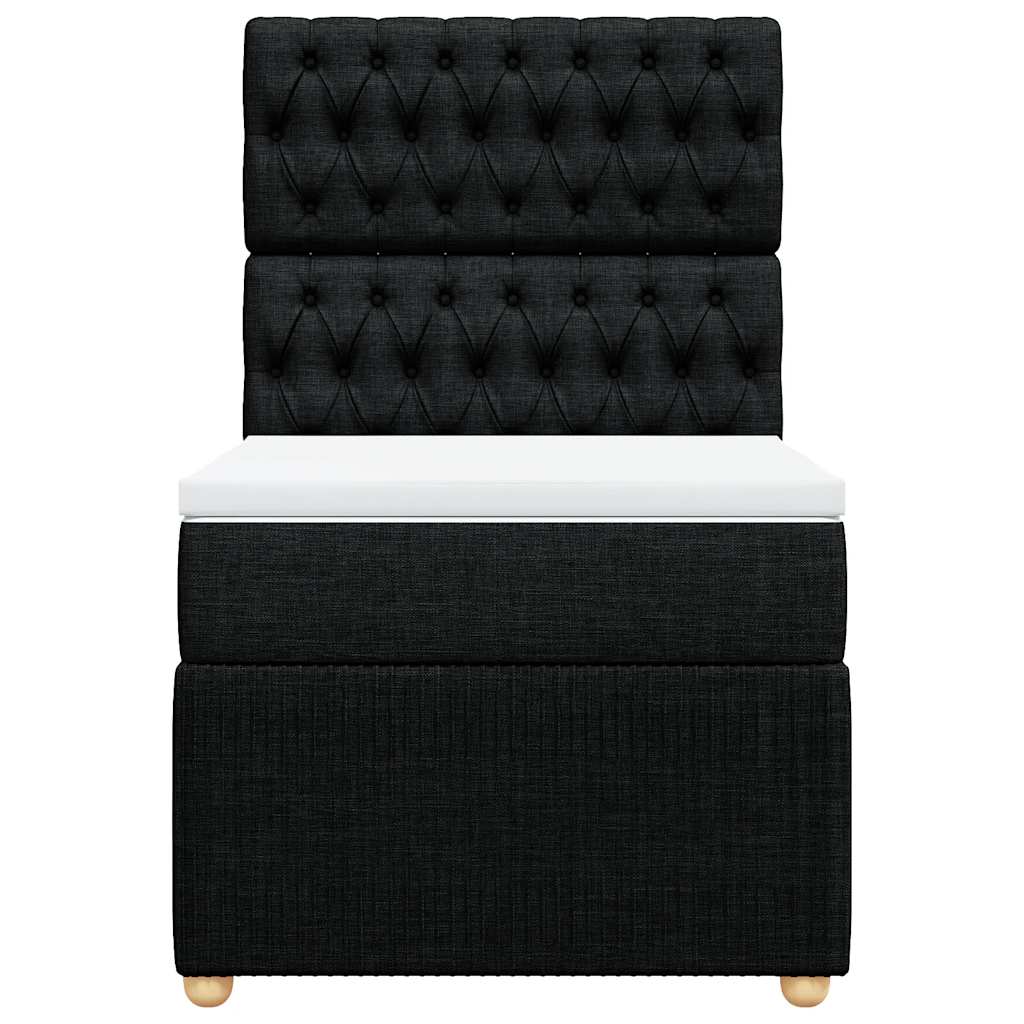 vidaXL Κρεβάτι Boxspring με Στρώμα Μαύρο 90x190 εκ.Υφασμάτινο