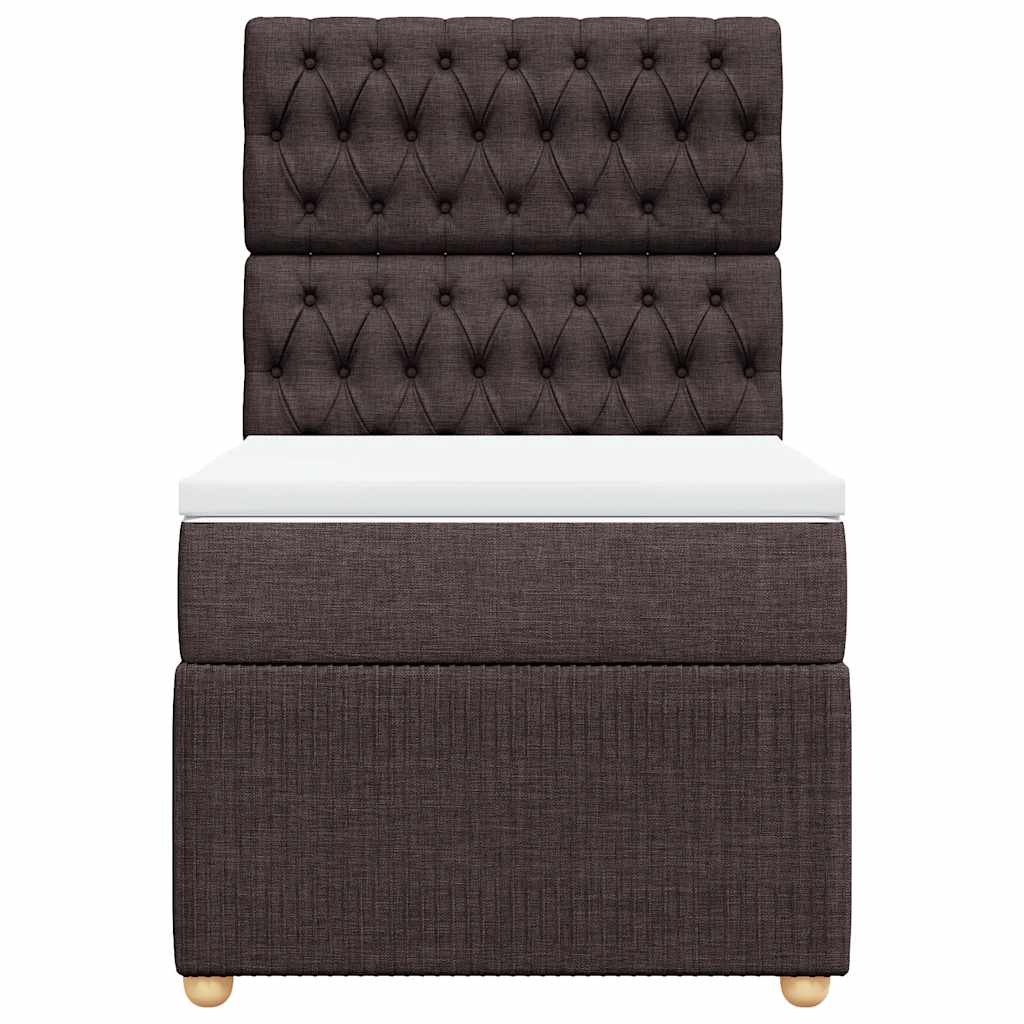 vidaXL Κρεβάτι Boxspring με Στρώμα Σκούρο Καφέ 90x190 εκ. Υφασμάτινο