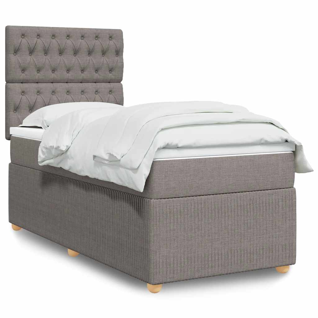 vidaXL Κρεβάτι Boxspring με Στρώμα Taupe 90x190 εκ.Υφασμάτινο
