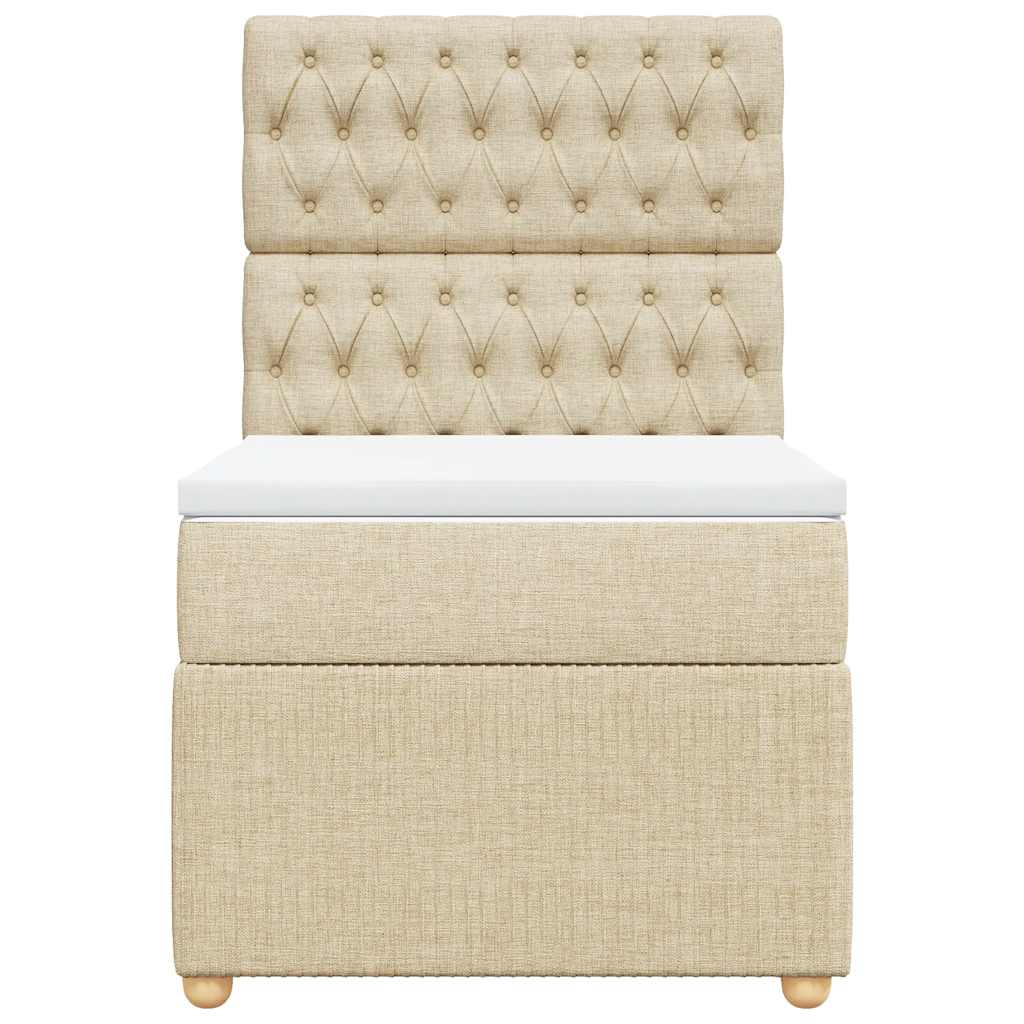 vidaXL Κρεβάτι Boxspring με Στρώμα Κρεμ 90x190 εκ.Υφασμάτινο