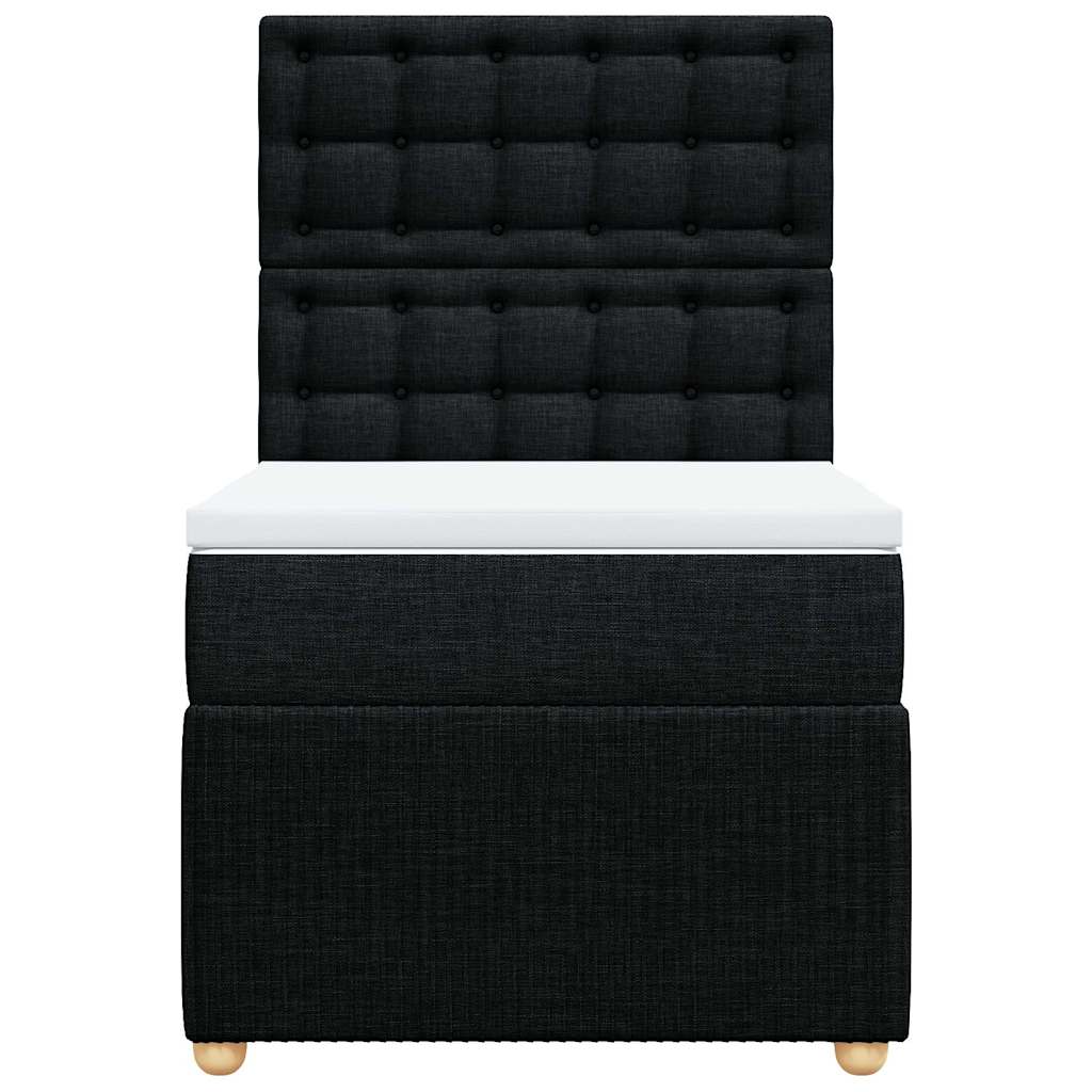 vidaXL Κρεβάτι Boxspring με Στρώμα Μαύρο 90x190 εκ.Υφασμάτινο