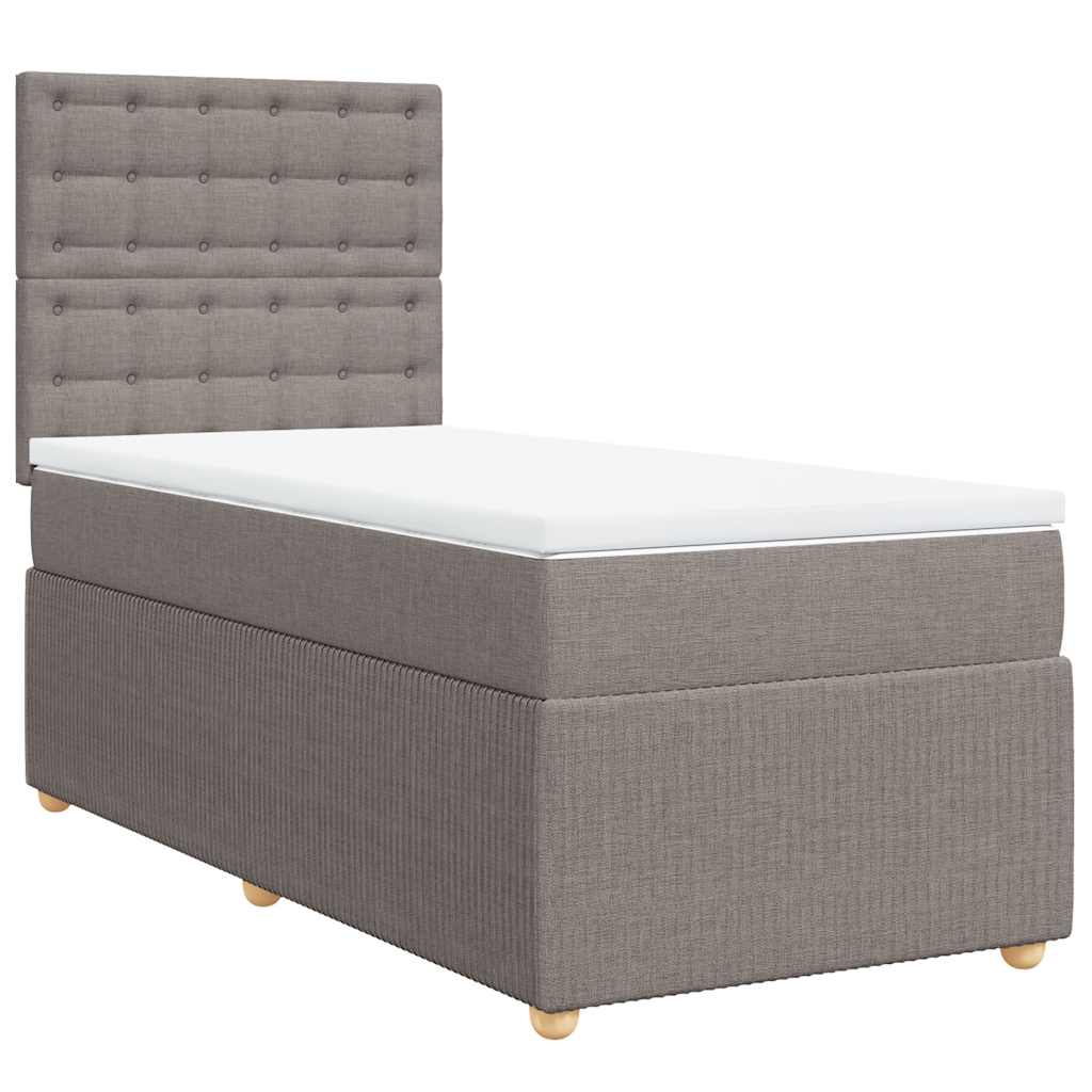 vidaXL Κρεβάτι Boxspring με Στρώμα Taupe 90x190 εκ.Υφασμάτινο