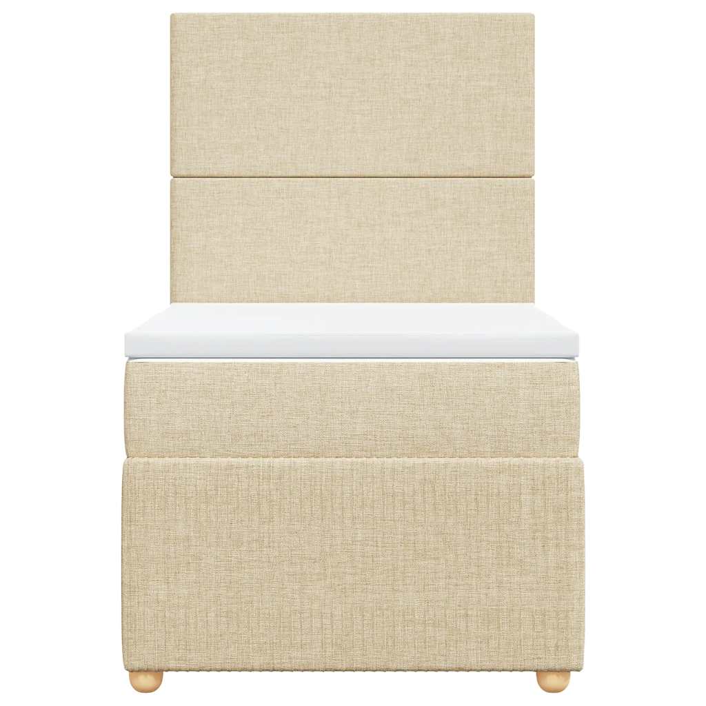 vidaXL Κρεβάτι Boxspring με Στρώμα Κρεμ 90x200 εκ.Υφασμάτινο