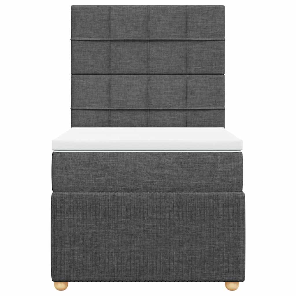 vidaXL Κρεβάτι Boxspring με Στρώμα Σκούρο Γκρι 90x200 εκ. Υφασμάτινο