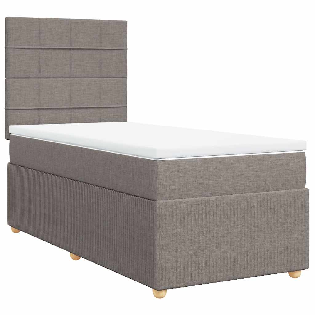 vidaXL Κρεβάτι Boxspring με Στρώμα Taupe 90x200 εκ. Υφασμάτινο
