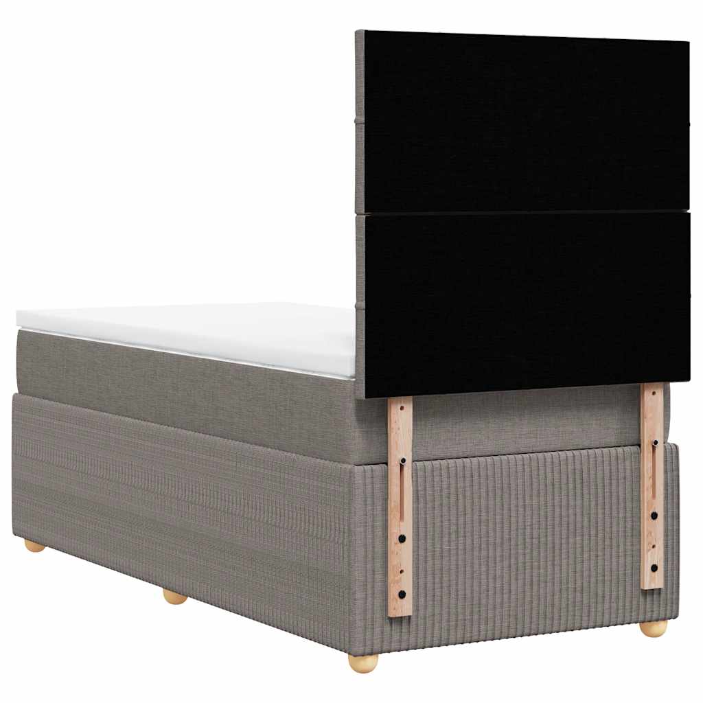 vidaXL Κρεβάτι Boxspring με Στρώμα Taupe 90x200 εκ. Υφασμάτινο