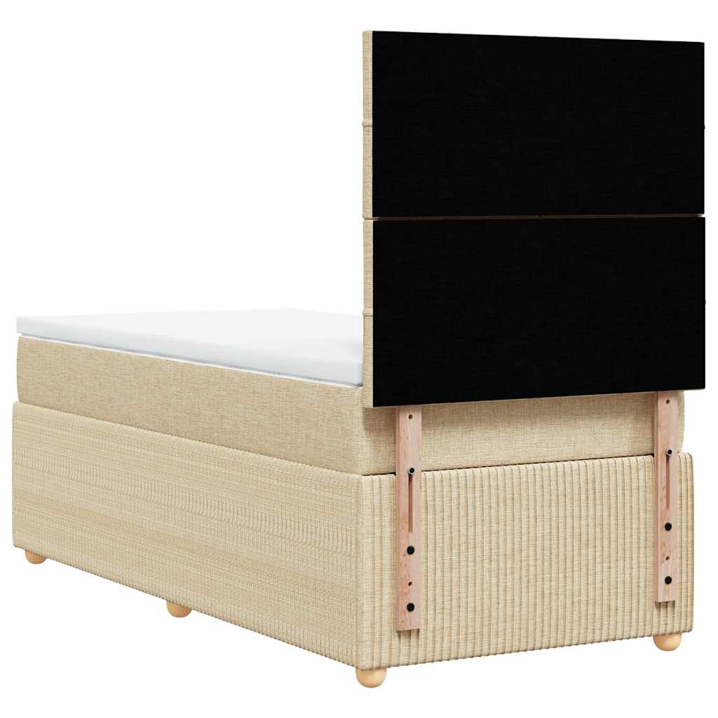vidaXL Κρεβάτι Boxspring με Στρώμα Κρεμ 90x200 εκ.Υφασμάτινο