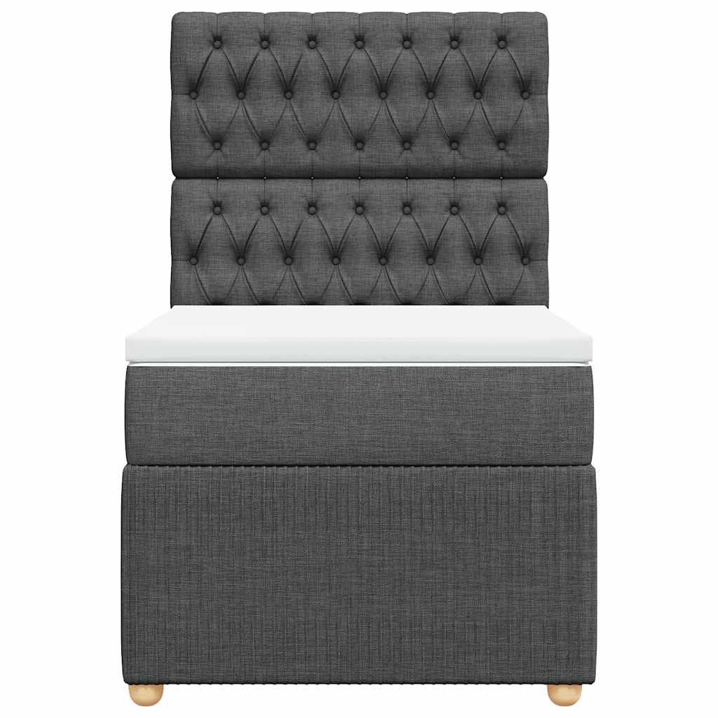 vidaXL Κρεβάτι Boxspring με Στρώμα Σκούρο Γκρι 90x200 εκ. Υφασμάτινο