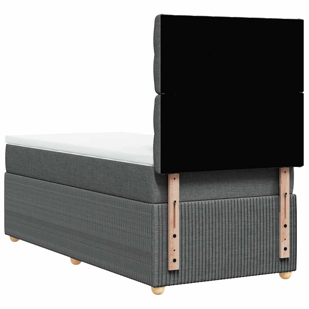 vidaXL Κρεβάτι Boxspring με Στρώμα Σκούρο Γκρι 90x200 εκ. Υφασμάτινο