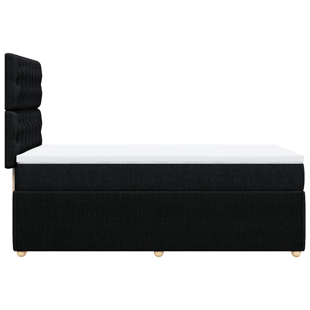 vidaXL Κρεβάτι Boxspring με Στρώμα Μαύρο 90x200 εκ. Υφασμάτινο