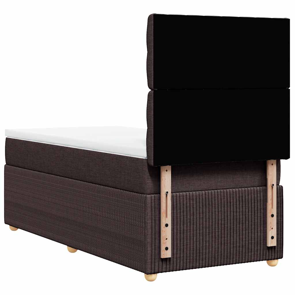 vidaXL Κρεβάτι Boxspring με Στρώμα Σκούρο Καφέ 90x200 εκ. Υφασμάτινο