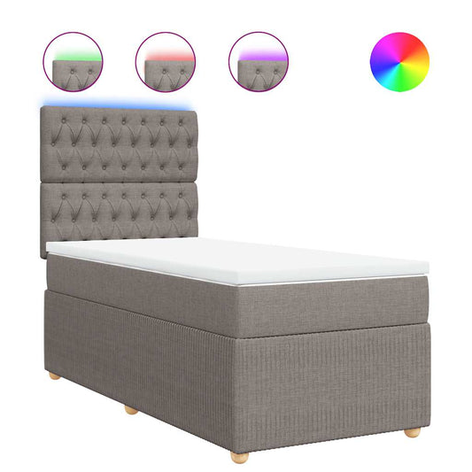 vidaXL Κρεβάτι Boxspring με Στρώμα Taupe 90x200 εκ. Υφασμάτινο