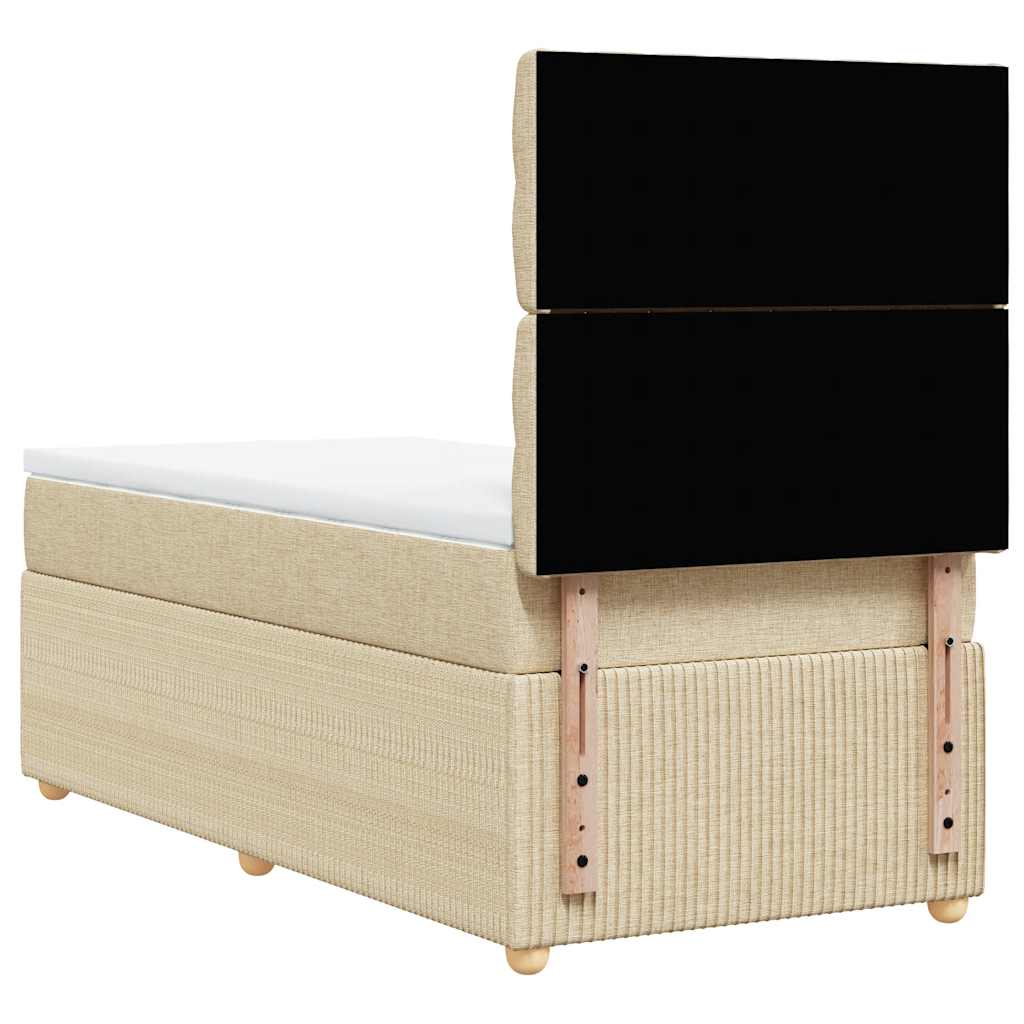 vidaXL Κρεβάτι Boxspring με Στρώμα Κρεμ 90x200 εκ.Υφασμάτινο