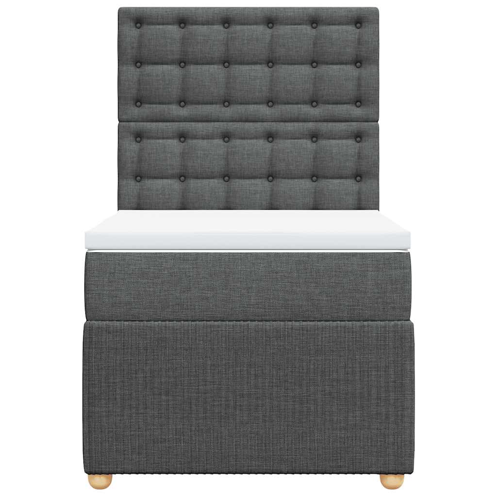 vidaXL Κρεβάτι Boxspring με Στρώμα Σκούρο Γκρι 90x200 εκ. Υφασμάτινο
