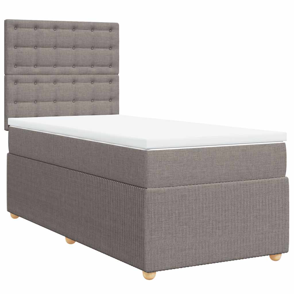 vidaXL Κρεβάτι Boxspring με Στρώμα Taupe 90x200 εκ. Υφασμάτινο