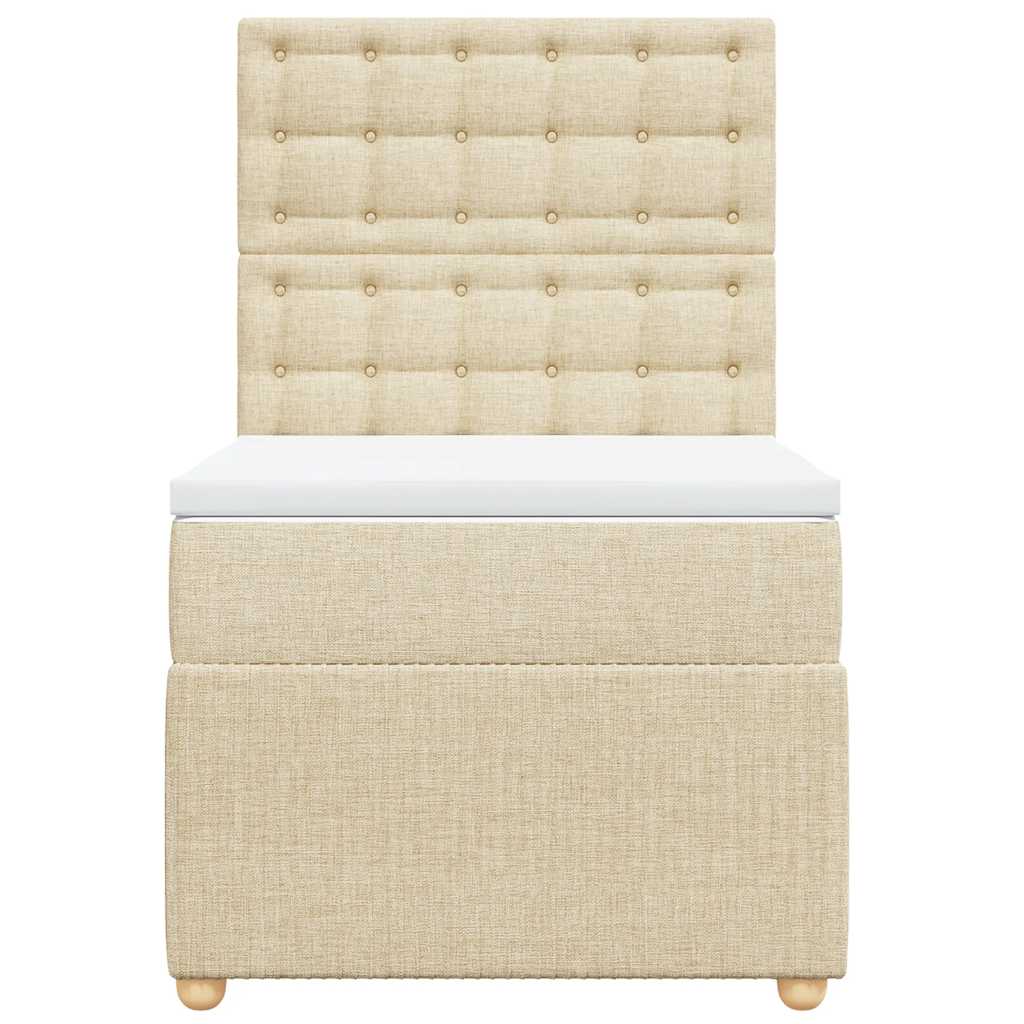 vidaXL Κρεβάτι Boxspring με Στρώμα Κρεμ 90x200 εκ.Υφασμάτινο
