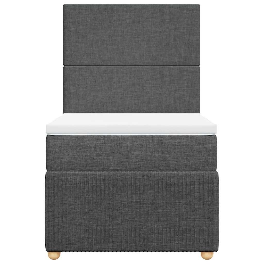 vidaXL Κρεβάτι Boxspring με Στρώμα Σκούρο Γκρι 100x200 εκ. Υφασμάτινο