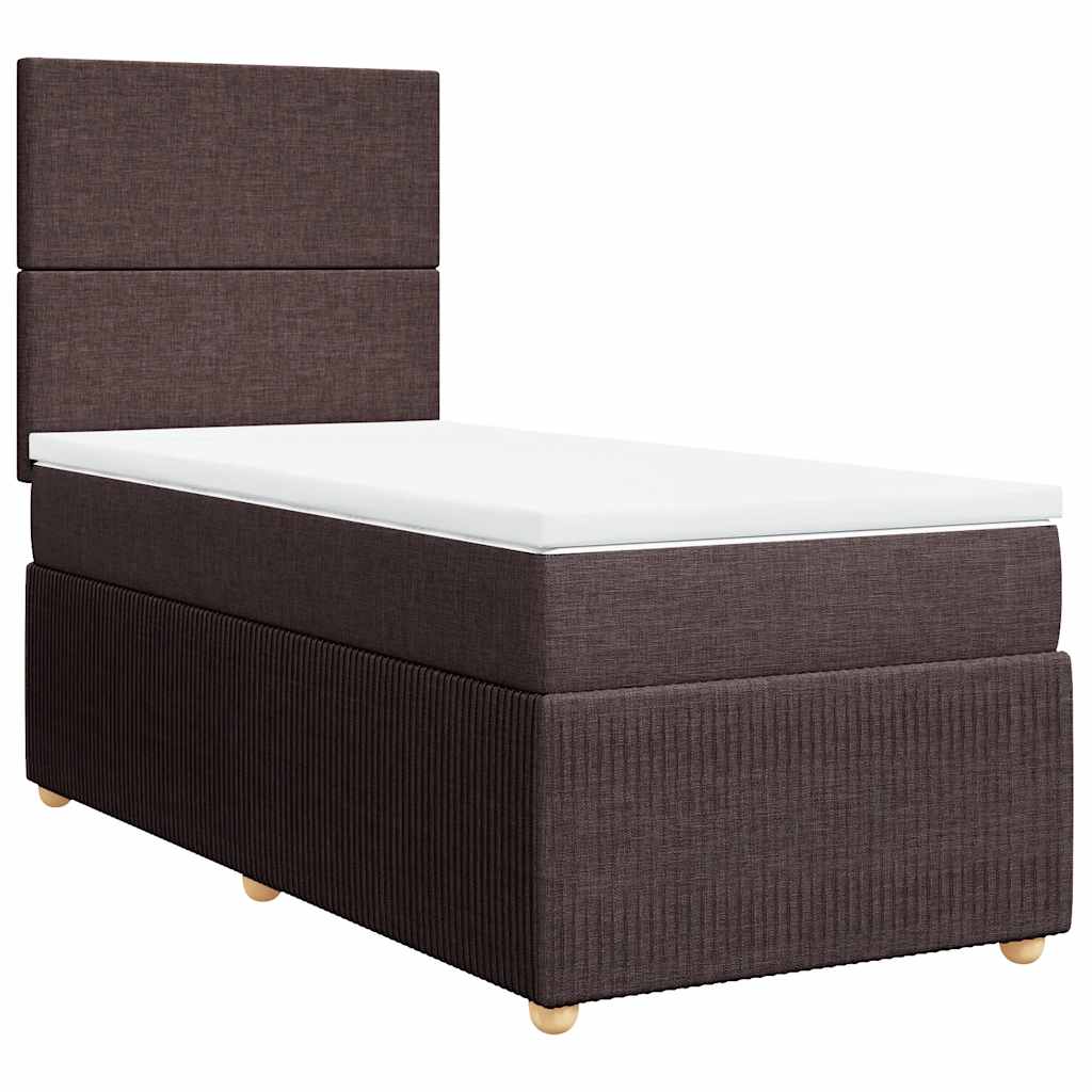 vidaXL Κρεβάτι Boxspring με Στρώμα Σκούρο Καφέ 100x200 εκ. Υφασμάτινο