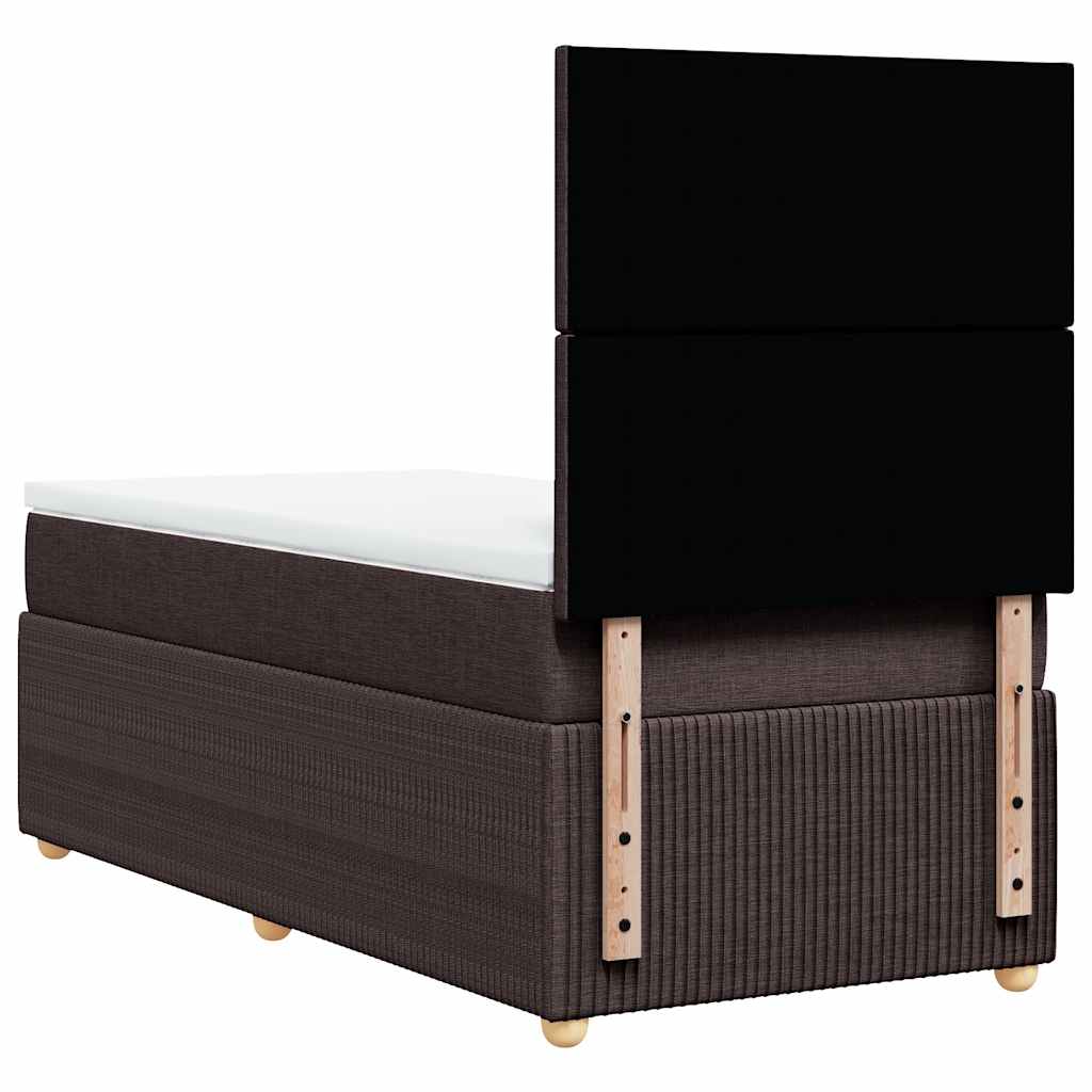 vidaXL Κρεβάτι Boxspring με Στρώμα Σκούρο Καφέ 100x200 εκ. Υφασμάτινο