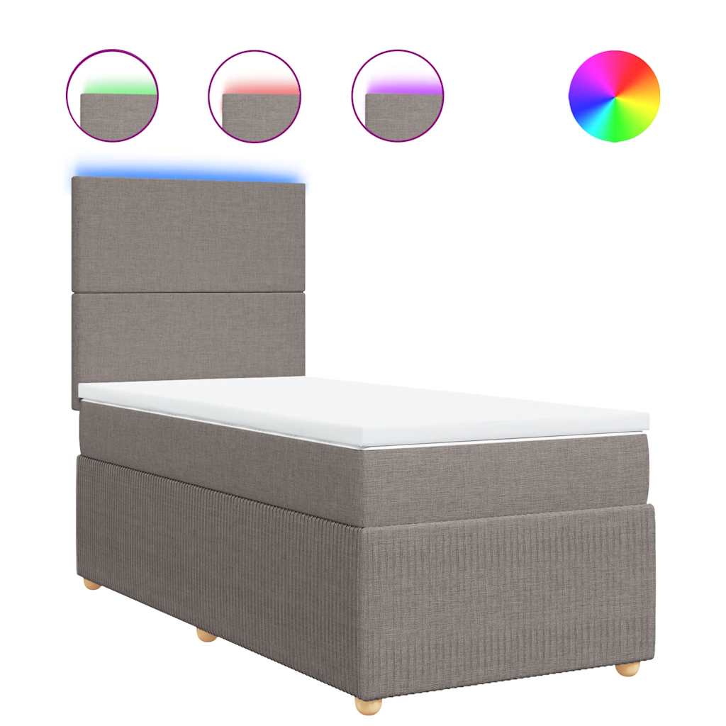 vidaXL Κρεβάτι Boxspring με Στρώμα Taupe 100 x 200 εκ. Υφασμάτινο