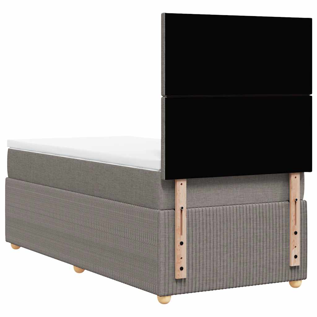 vidaXL Κρεβάτι Boxspring με Στρώμα Taupe 100 x 200 εκ. Υφασμάτινο