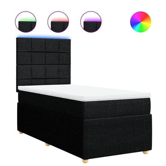 vidaXL Κρεβάτι Boxspring με Στρώμα Μαύρο 100 x 200 εκ. Υφασμάτινο