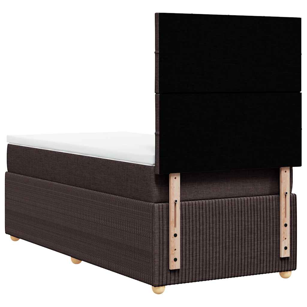 vidaXL Κρεβάτι Boxspring με Στρώμα Σκούρο Καφέ 100x200 εκ. Υφασμάτινο