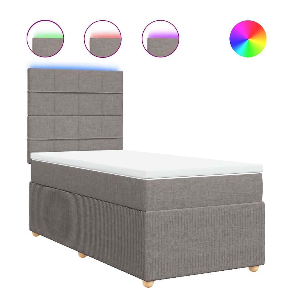 vidaXL Κρεβάτι Boxspring με Στρώμα Taupe 100 x 200 εκ. Υφασμάτινο