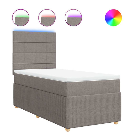 vidaXL Κρεβάτι Boxspring με Στρώμα Taupe 100 x 200 εκ. Υφασμάτινο