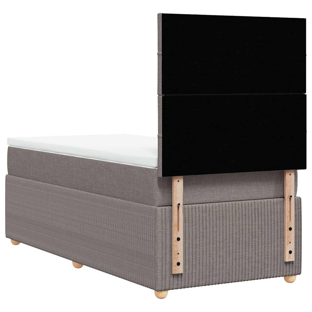 vidaXL Κρεβάτι Boxspring με Στρώμα Taupe 100 x 200 εκ. Υφασμάτινο