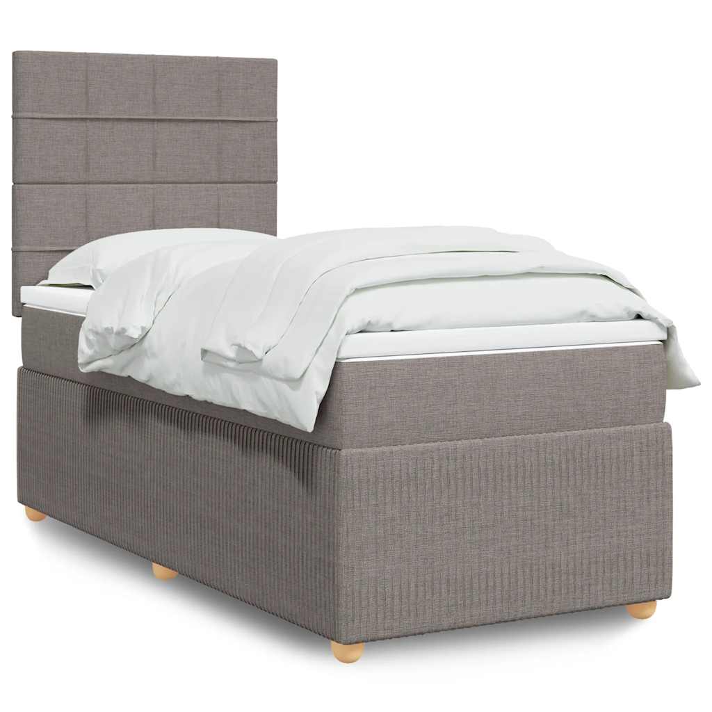 vidaXL Κρεβάτι Boxspring με Στρώμα Taupe 100 x 200 εκ. Υφασμάτινο