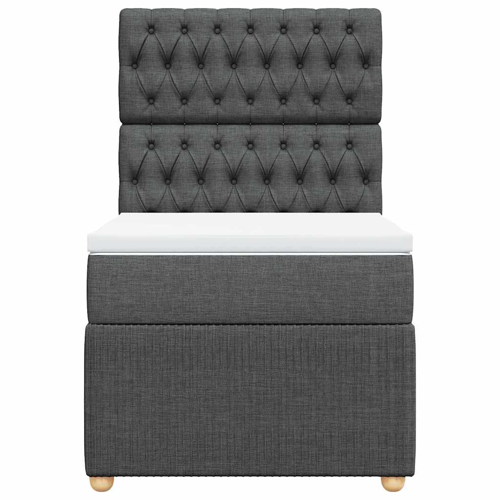 vidaXL Κρεβάτι Boxspring με Στρώμα Σκούρο Γκρι 100x200 εκ. Υφασμάτινο