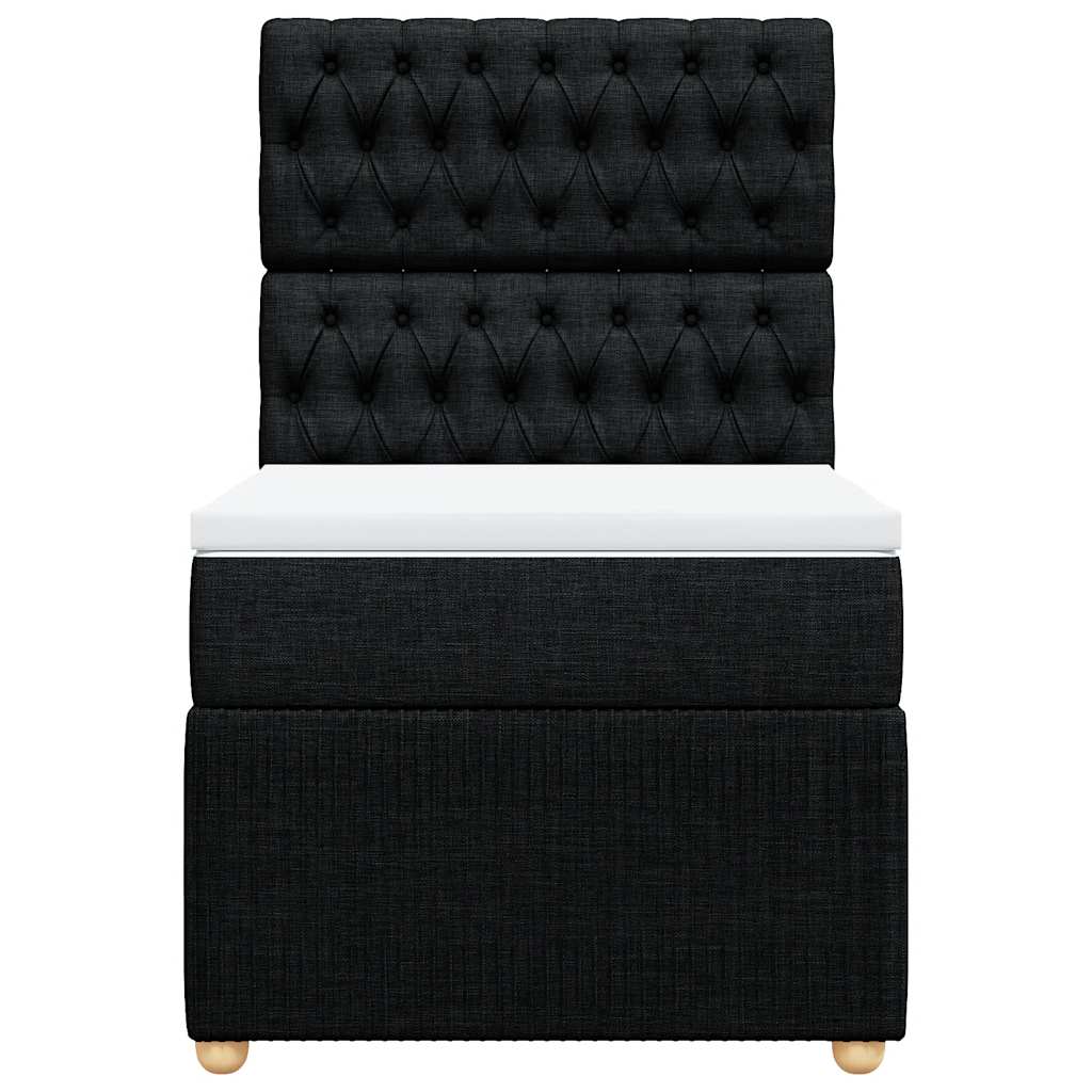 vidaXL Κρεβάτι Boxspring με Στρώμα Μαύρο 100 x 200 εκ. Υφασμάτινο
