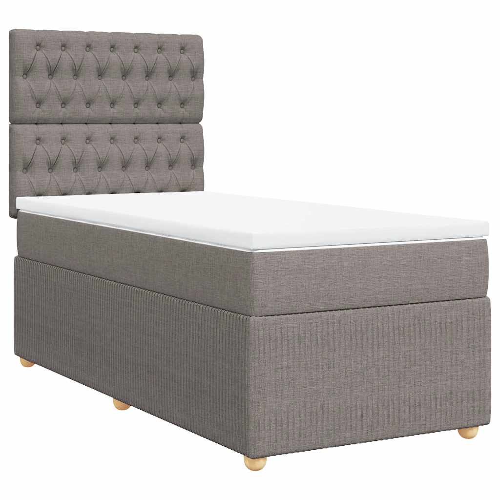 vidaXL Κρεβάτι Boxspring με Στρώμα Taupe 100 x 200 εκ. Υφασμάτινο