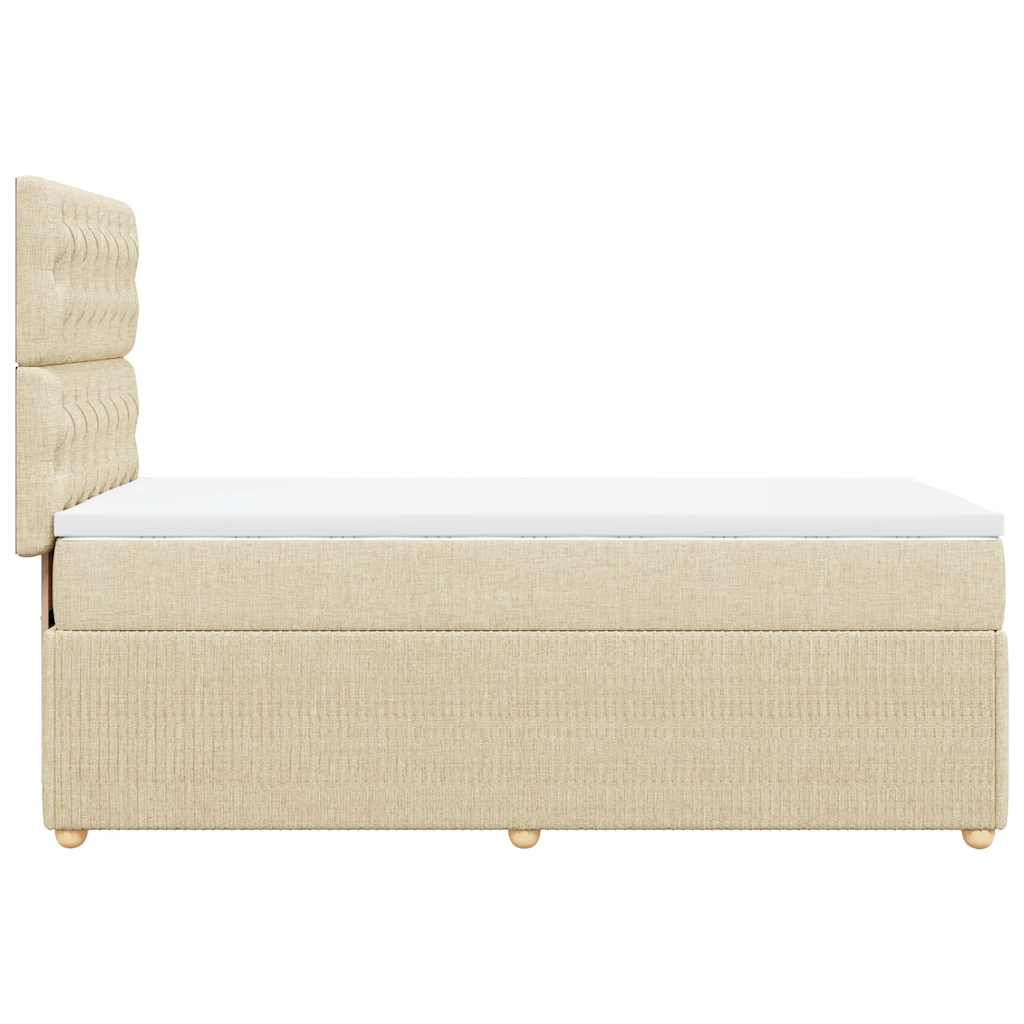 vidaXL Κρεβάτι Boxspring με Στρώμα Κρεμ 100 x 200 εκ. Υφασμάτινο