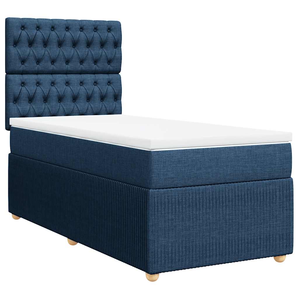 vidaXL Κρεβάτι Boxspring με Στρώμα Μπλε 100 x 200 εκ. Υφασμάτινο