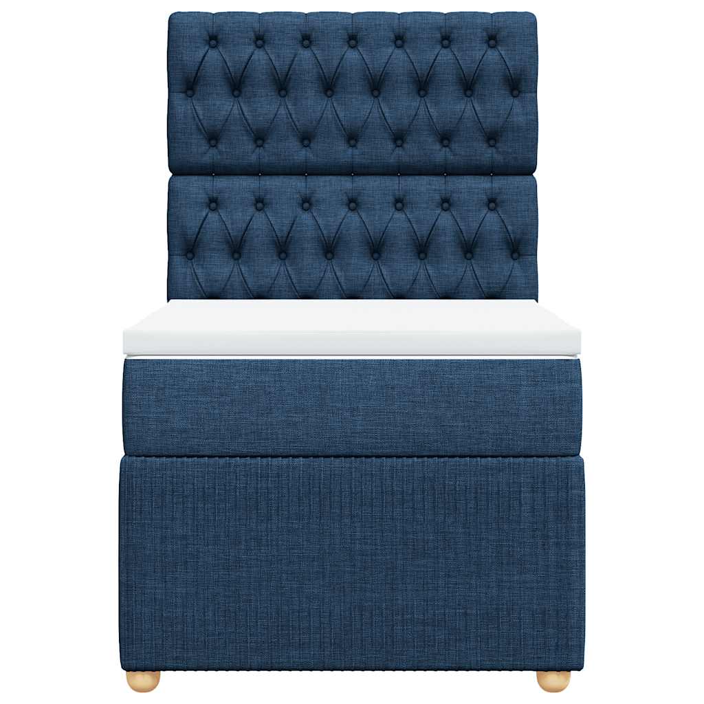 vidaXL Κρεβάτι Boxspring με Στρώμα Μπλε 100 x 200 εκ. Υφασμάτινο