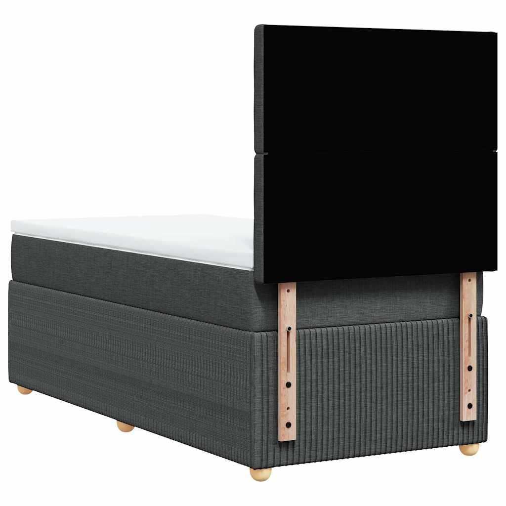 vidaXL Κρεβάτι Boxspring με Στρώμα Σκούρο Γκρι 100x200 εκ. Υφασμάτινο