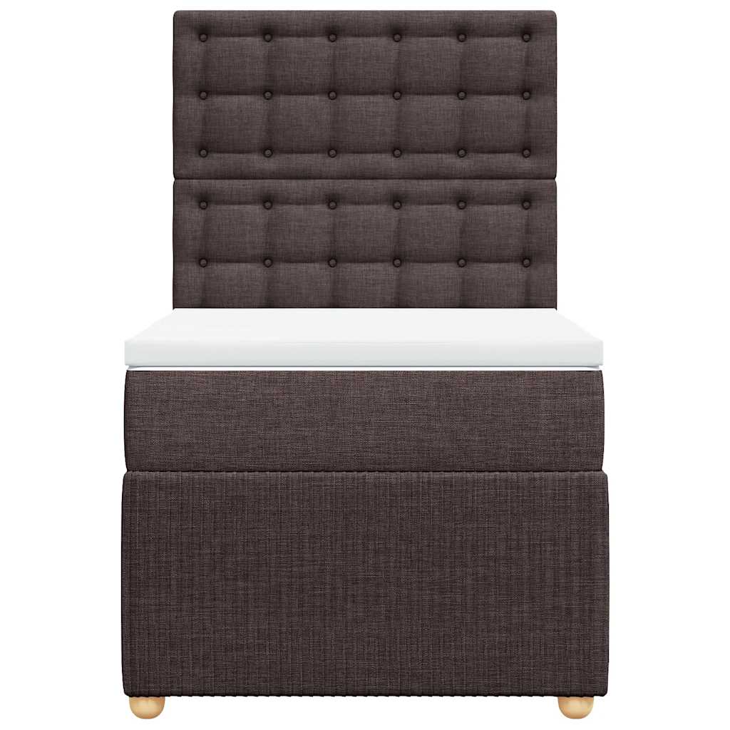 vidaXL Κρεβάτι Boxspring με Στρώμα Σκούρο Καφέ 100x200 εκ. Υφασμάτινο