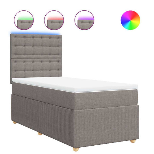 vidaXL Κρεβάτι Boxspring με Στρώμα Taupe 100 x 200 εκ. Υφασμάτινο
