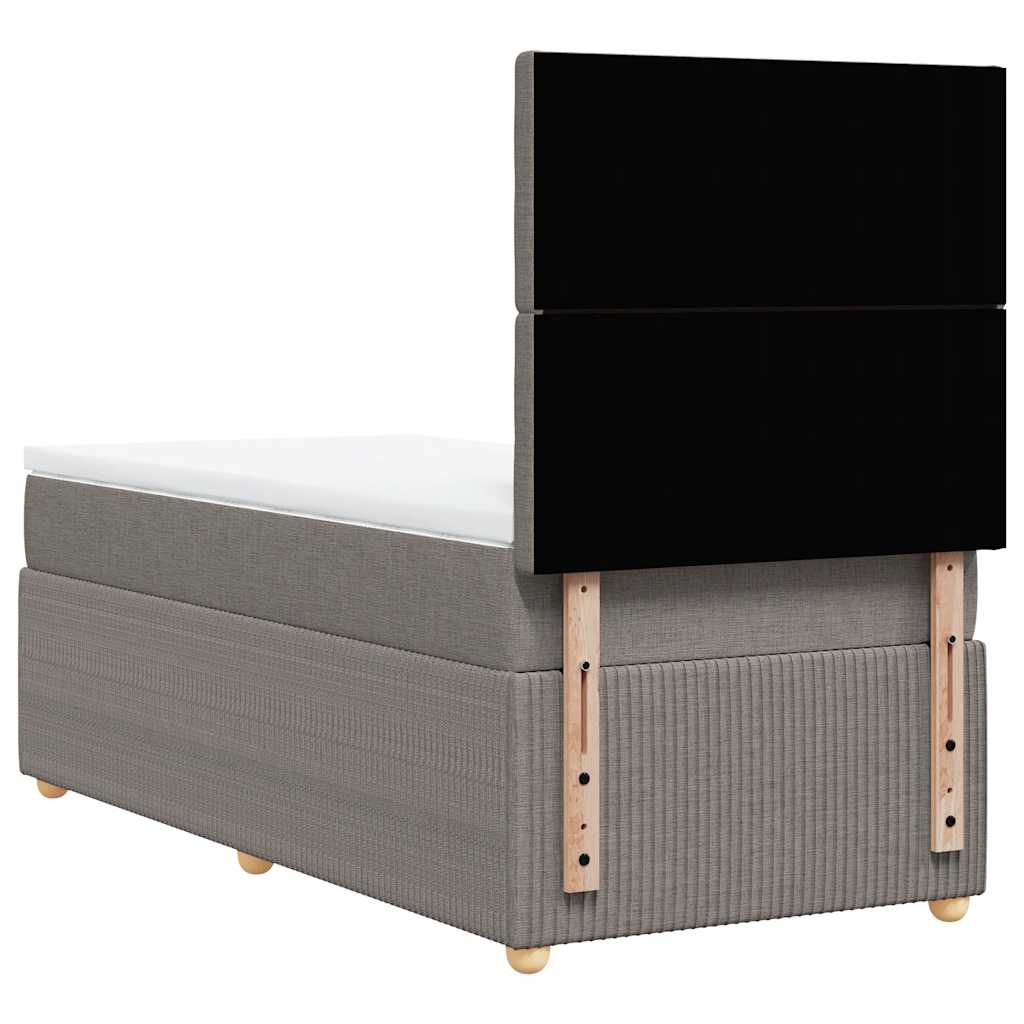 vidaXL Κρεβάτι Boxspring με Στρώμα Taupe 100 x 200 εκ. Υφασμάτινο