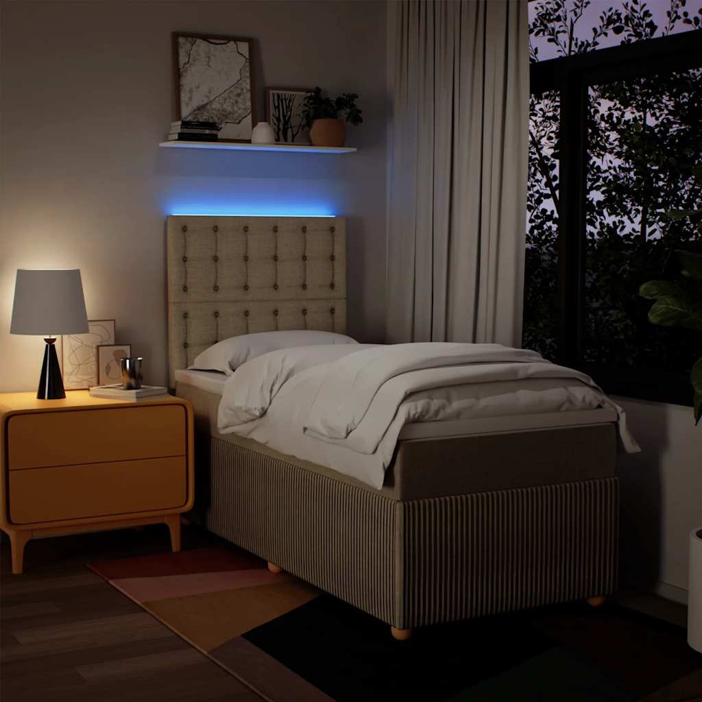 vidaXL Κρεβάτι Boxspring με Στρώμα Κρεμ 100 x 200 εκ. Υφασμάτινο