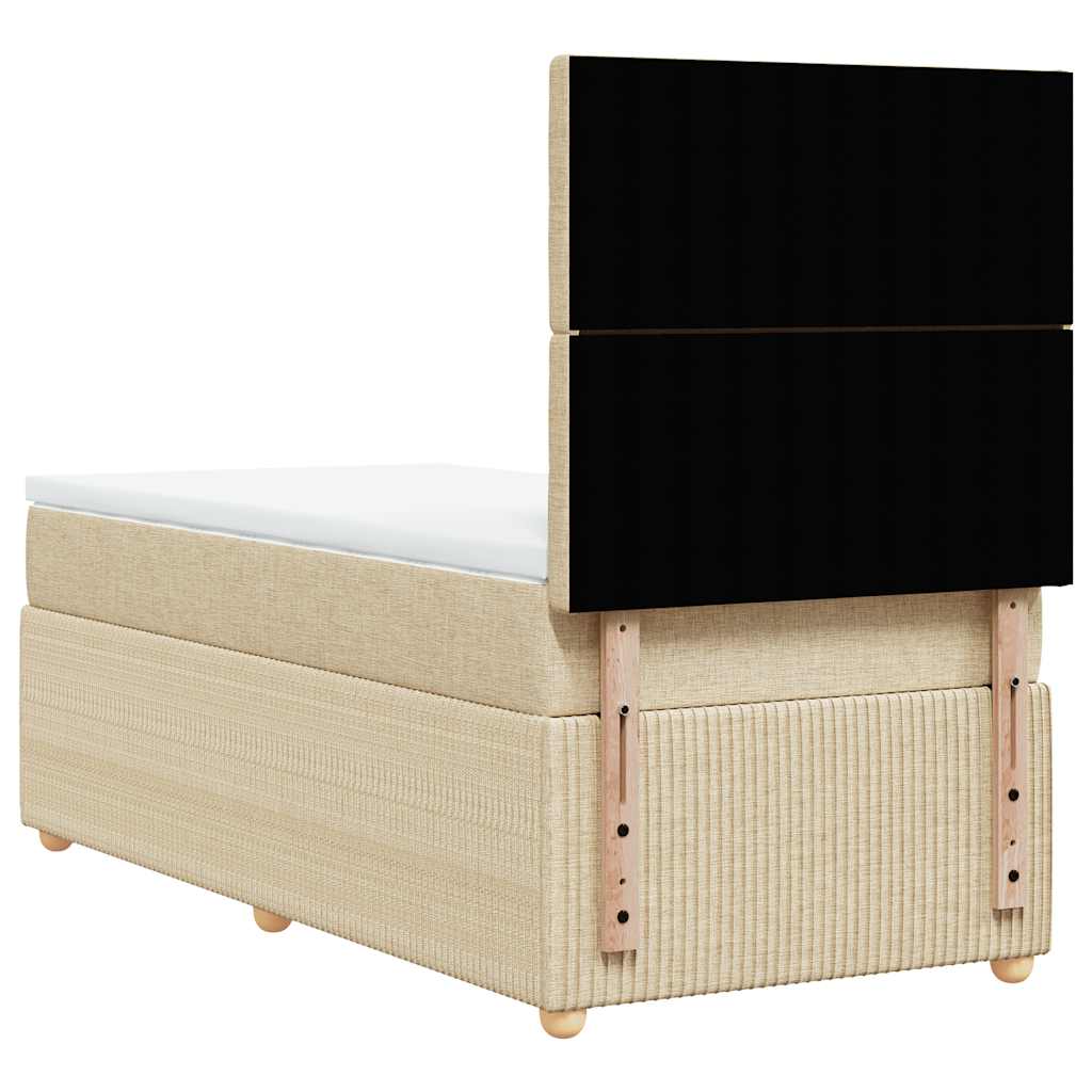 vidaXL Κρεβάτι Boxspring με Στρώμα Κρεμ 100 x 200 εκ. Υφασμάτινο