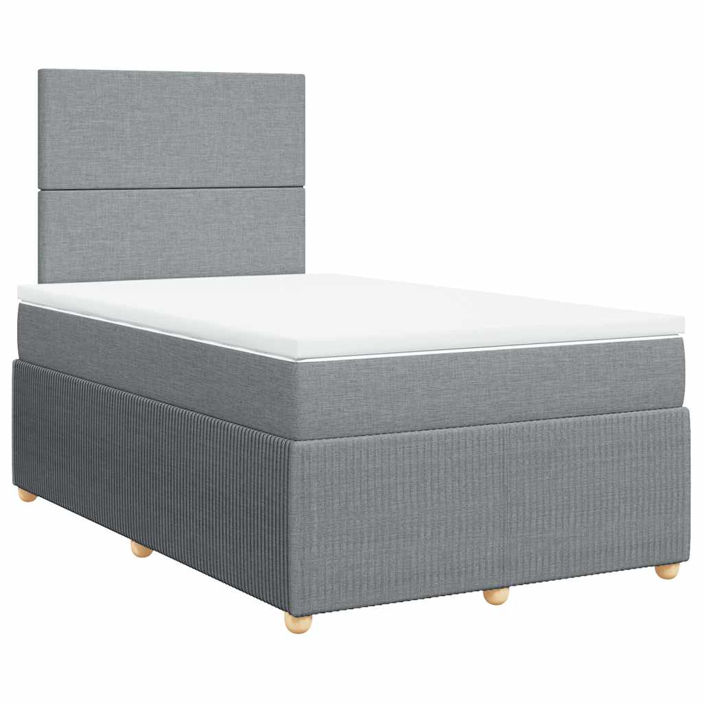vidaXL Κρεβάτι Boxspring με Στρώμα Ανοιχτό Γκρι 120x190 εκ. Υφασμάτινο